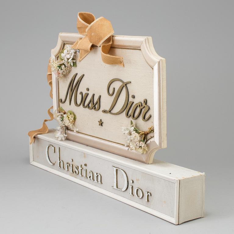 A mid 20th century sign "Miss Dior", Christian Dior.