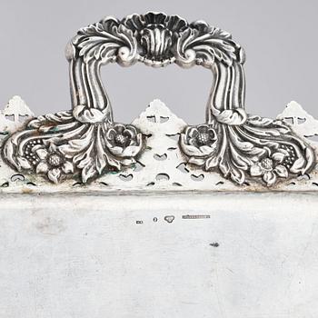 A Swedish 19th century silver tray, mark of Gustaf Möllenborg, Stockholm 1840.