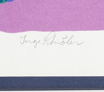 INGE SCHIÖLER, färglitografi, signerad.