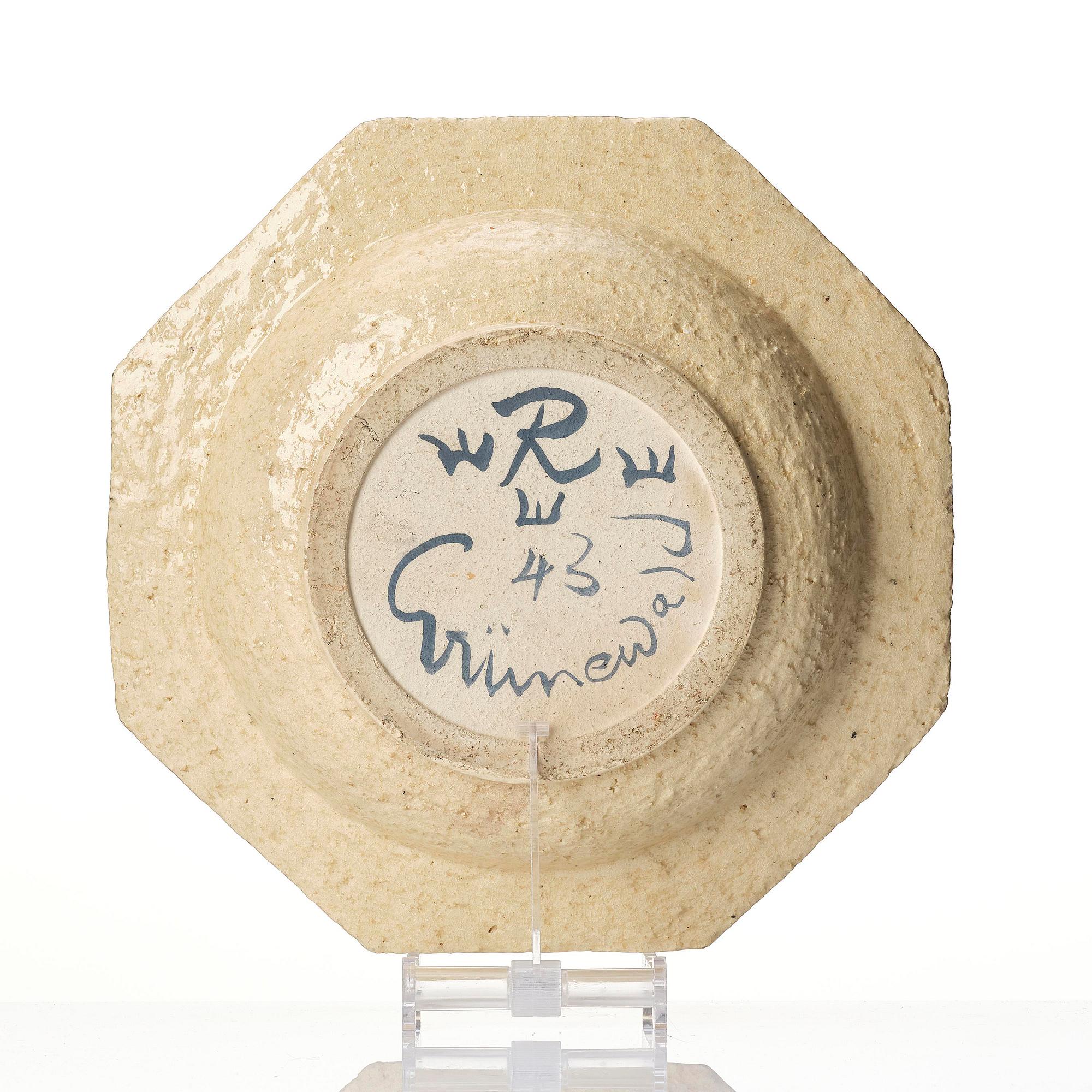 Isaac Grünewald, a chamotte stoneware bowl, Rörstrand, 1943.