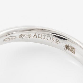 Ring 18K vitguld med en odlad Söderhavspärla och svarta diamanter och emalj, Autore.