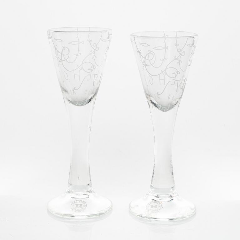 Jonas Bohlin, a pair of snapsglasses , numbered, for Sturehof jubilee 1997, Rejmyre.