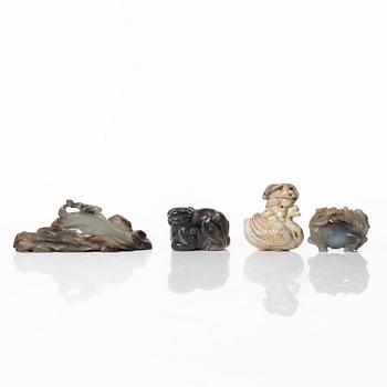 A group of four Chinese stone figures, 20th century.