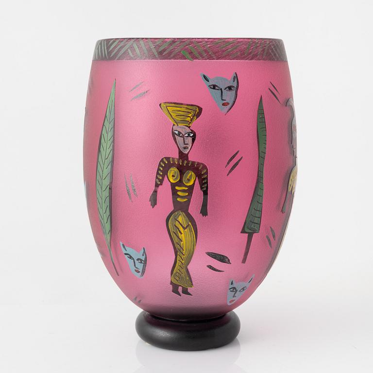 Ulrica Hydman-Vallien,  vase, unique, Kosta Boda, Sweden.
