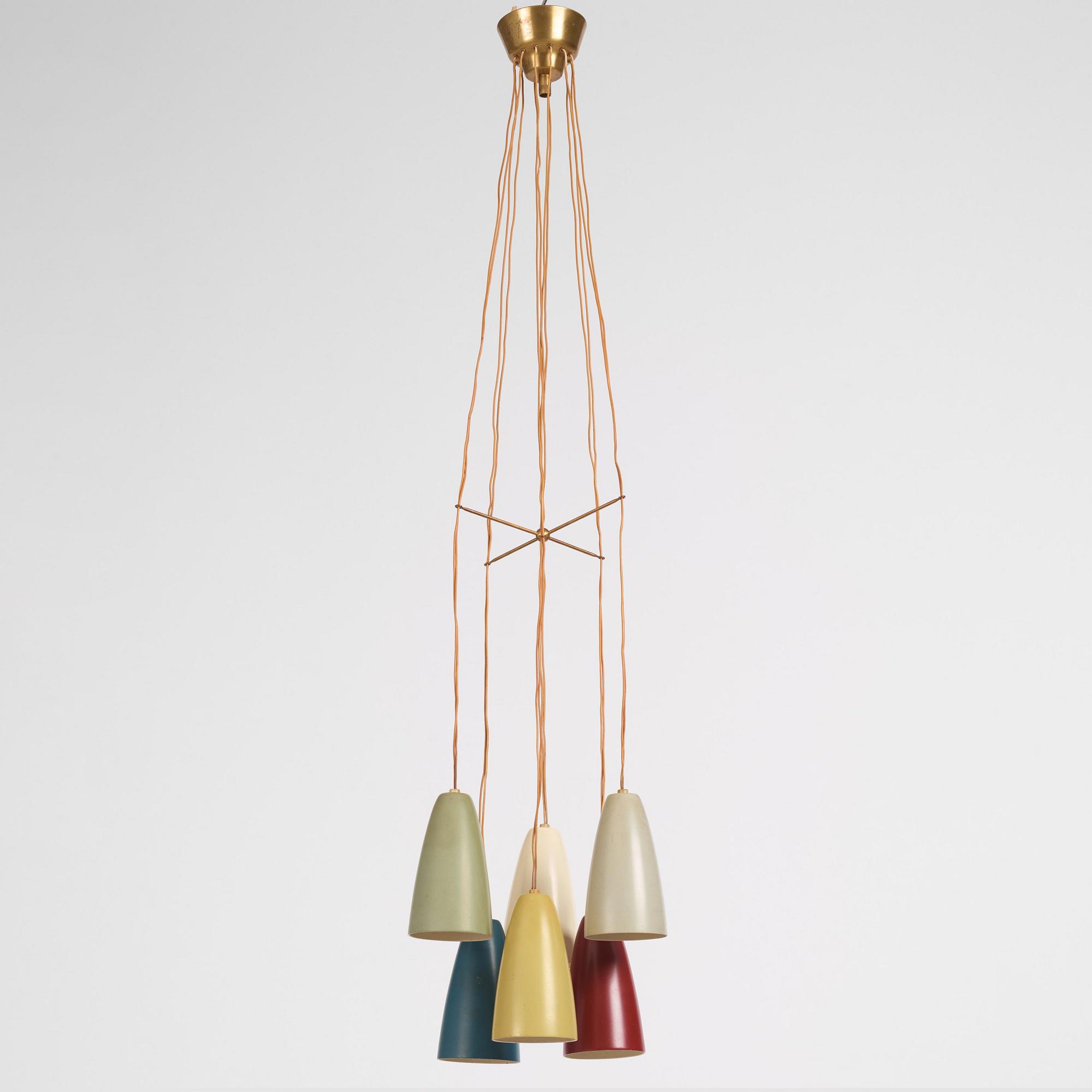 Hans Bergström, taklampa, modell "154/6", ateljé Lyktan, Åhus 1950-tal.