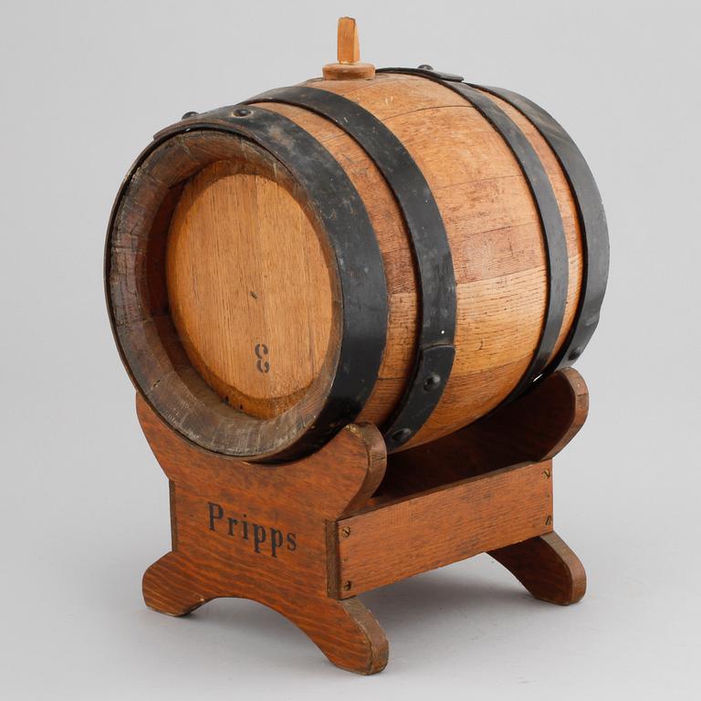 A wooden keg, made in the 20th century.