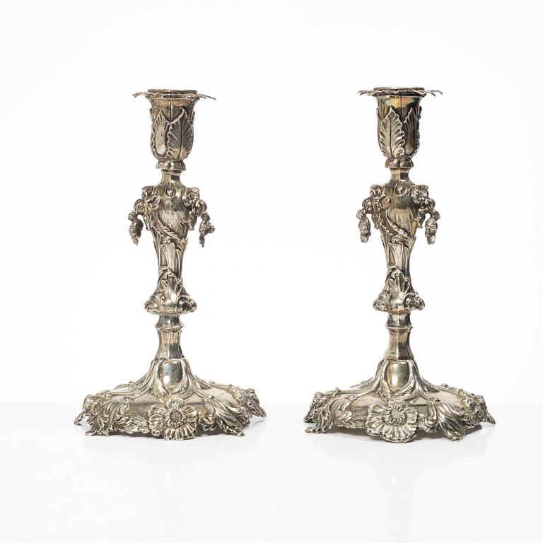 Gustaf Möllenborg, a pair of silver candlesticks, Stockholm, Sweden, 1853.