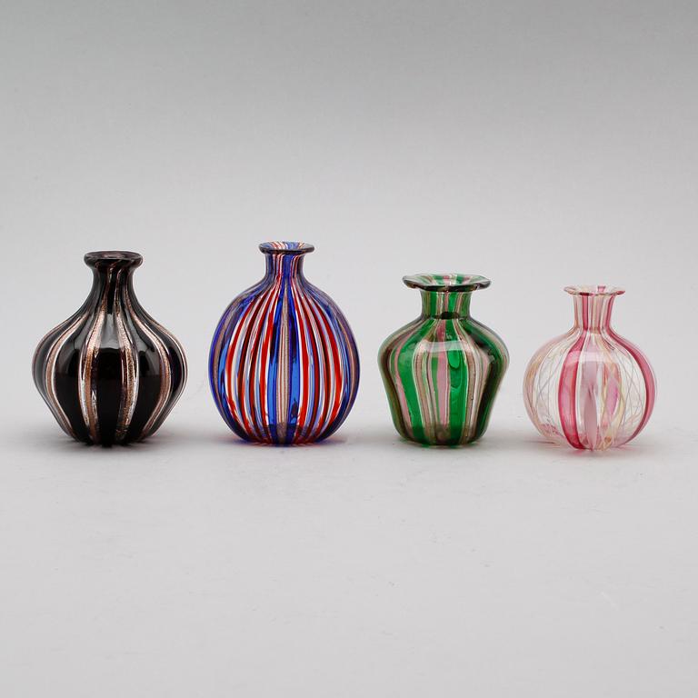 PARFYMFLASKOR, 4 st, glas, Venini, Murano.