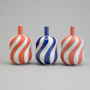 INGER PERSSON, three vases, stoneware, two signed I Persson and dated -94, Rörstrand.