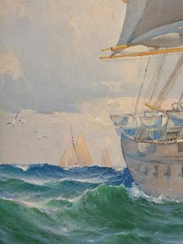 Ludvig Richarde, The steam corvette "Freja" in a lateral view.