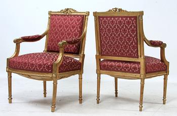 SALONGSGRUPP, 10 delar, Louis XVI-stil, 1900-tal.
