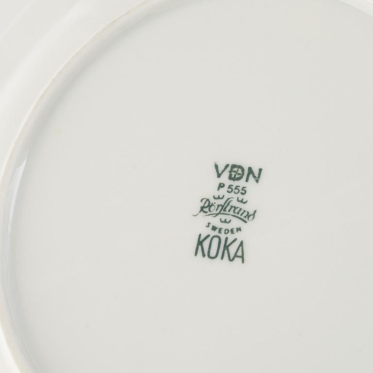 Hertha Bengtson, dinner service, porcelain, 27 pieces, "Koka Blå", Rörstrand.