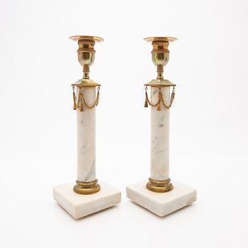 Candelabras, a pair, late Gustavian, 19th century.