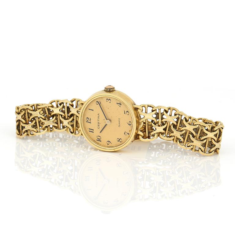 ARMBANDSUR, Certina, 18K guld, armband, D Ekström, Falköping, 1988. Total vikt ca 21 g.