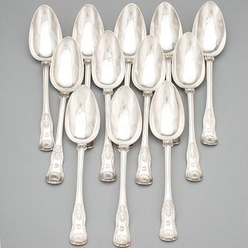 MATSKEDAR, 12 st, "Engelsk snäck", mest O. Lindberg, Stockholm 1860-tal. Total vikt ca 769 g.