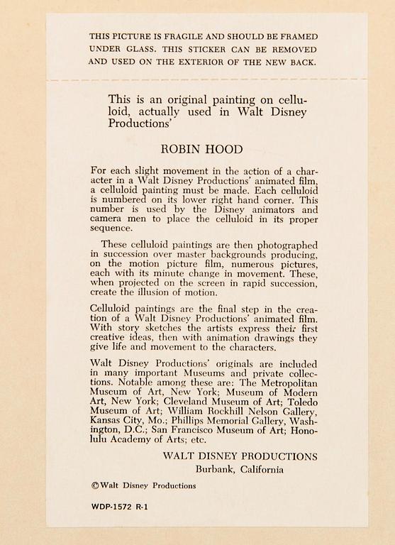 Filmcell från filmen "Robin Hood", Walt Disney.