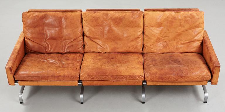 Poul Kjaerholm, A Poul Kjaerholm three seated 'PK-31-3' brown leather sofa by E Kold Christensen, Denmark 1960's.