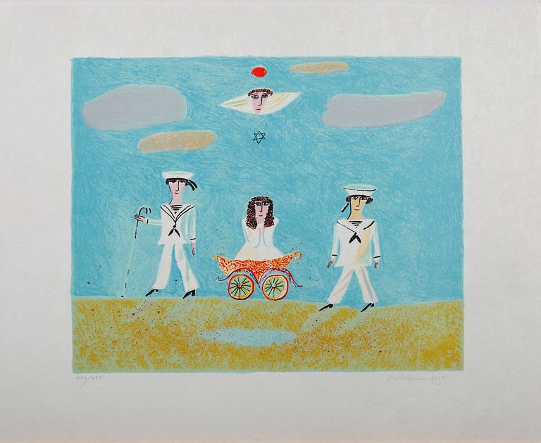 MADELEINE PYK, mapp med 6 st färglitografier, sign o numr XXI/LXX, Edition Linneaus, Mourlot, 1977.