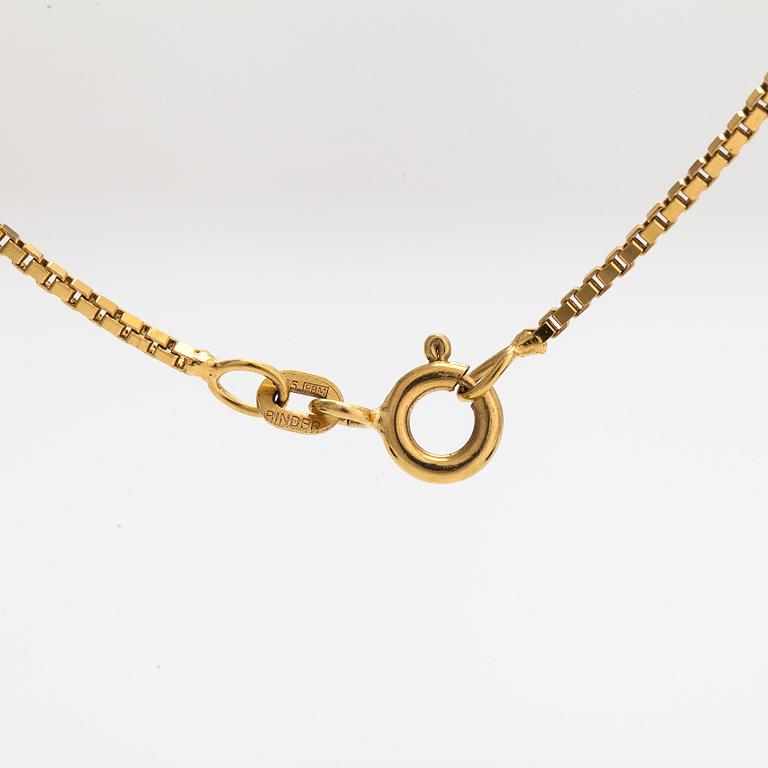 Halsband/ hänge, kors, 14K guld med diamanter tot. ca 0.19 ct.