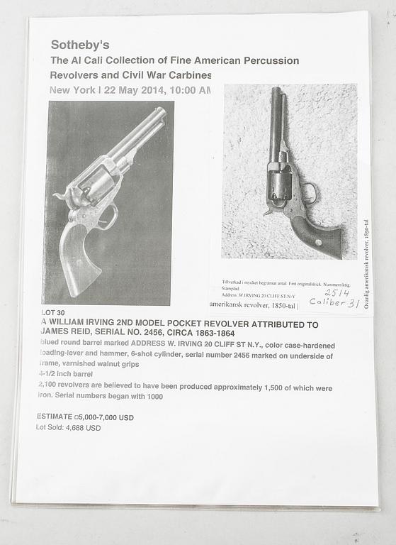 REVOLVER, William Irving, 1800-talets mitt.