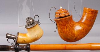 LÅNGPIPOR, 2 st, bl a silver, 1800-talets mitt.