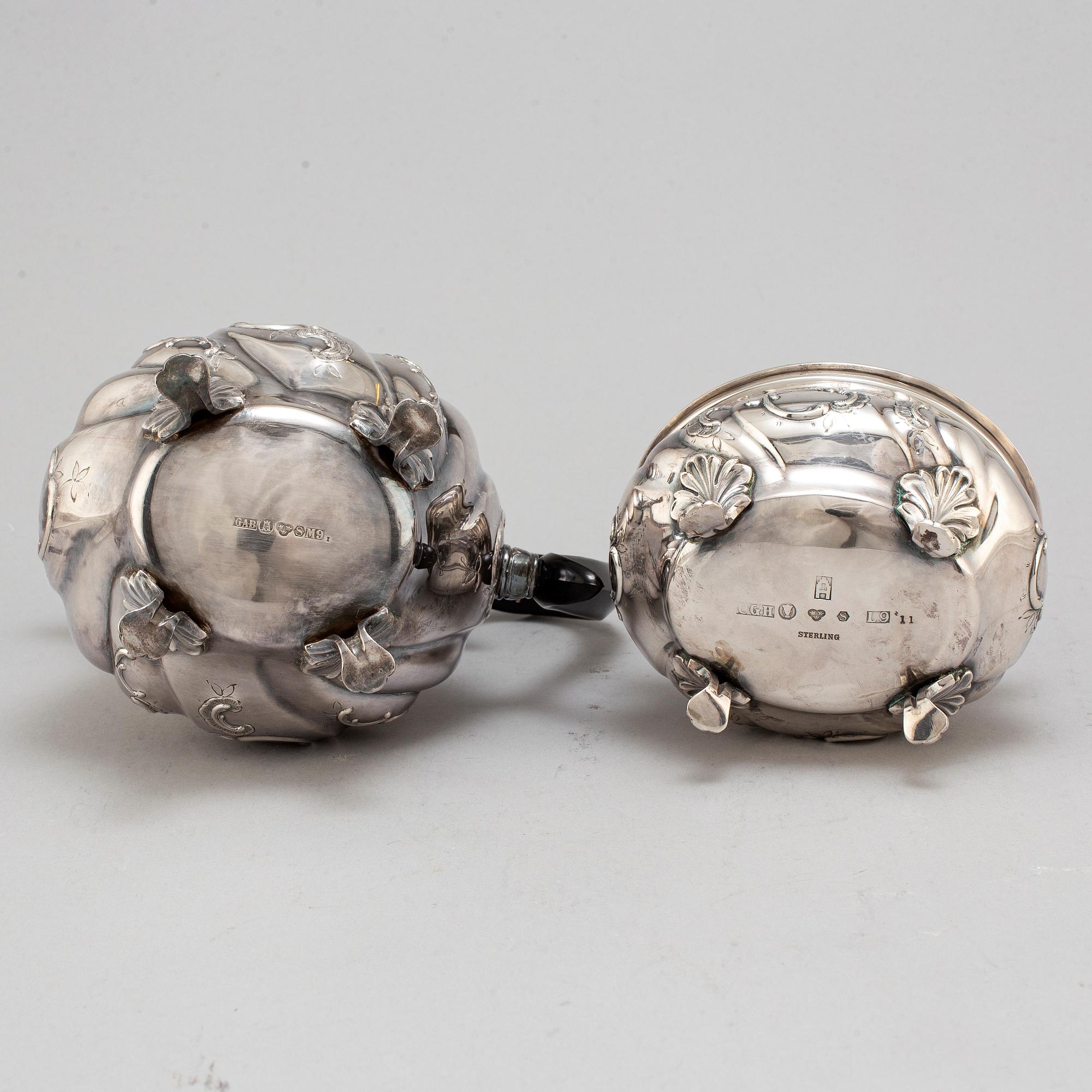 CG HALLBERG and GAB, two silver coffee service parts, Stockholm, 1961-62.