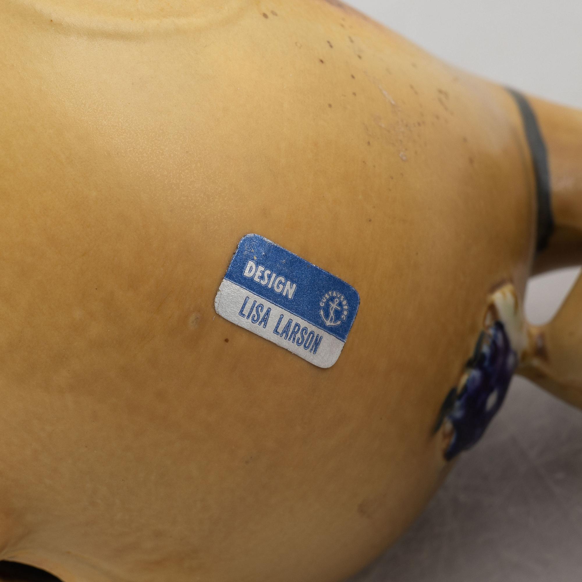 Lisa Larson, figuriner, 3 st, "Åsna" och "Ko", ur serien "Stora Zoo", Gustavsberg.