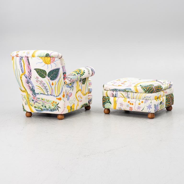 Josef Frank, armchair with footstool, model 336, Svenskt Tenn.