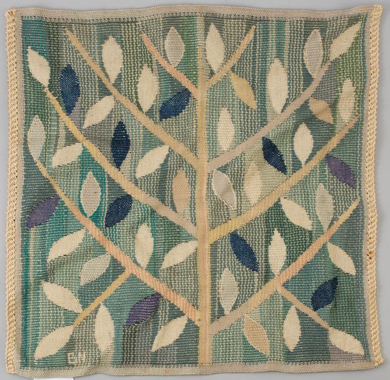 A TEXTILE,"Grön kvist". Tapestry weave,45 x 44 cm, Signed BN (Barbro Nilsson for Märta Måås-Fjetterström AB).