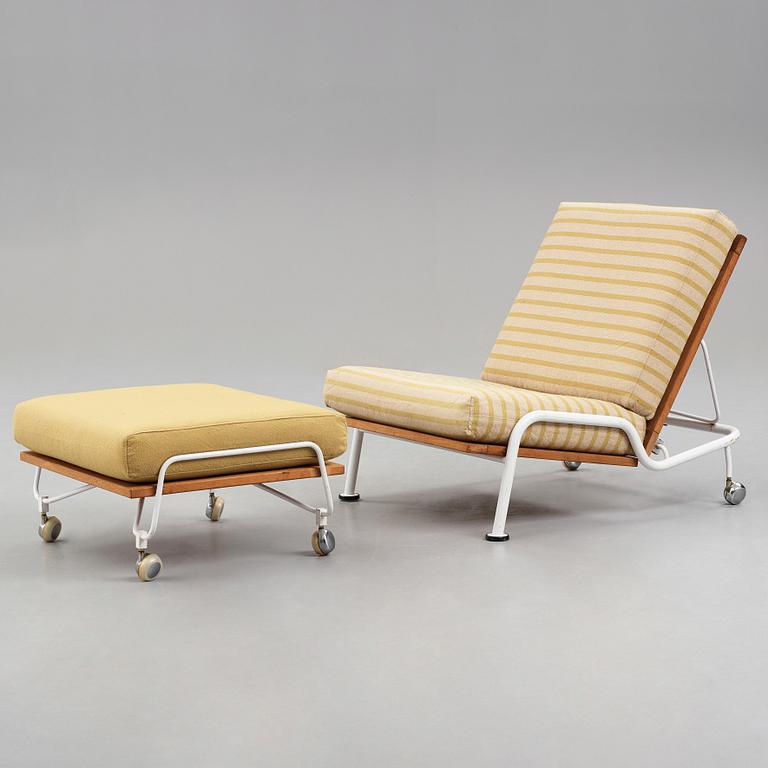 HANS J WEGNER,  fåtölj, med fotpall, "GE 440", utställningsexemplar för Getama, Danmark 1968-69.