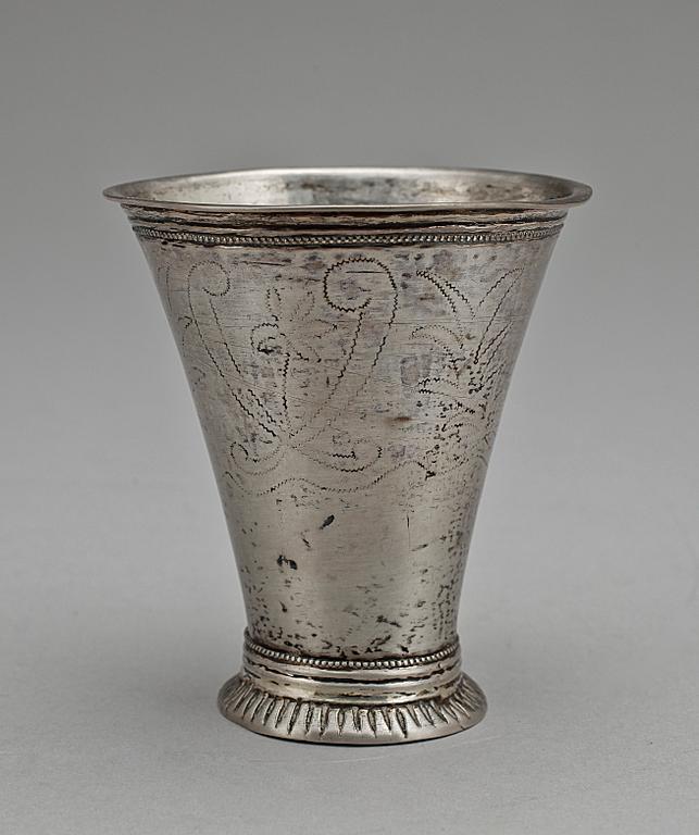 BÄGARE, silver, Mårten Fondelius, 1700/1800-tal. Uppsala. Vikt 41 g.