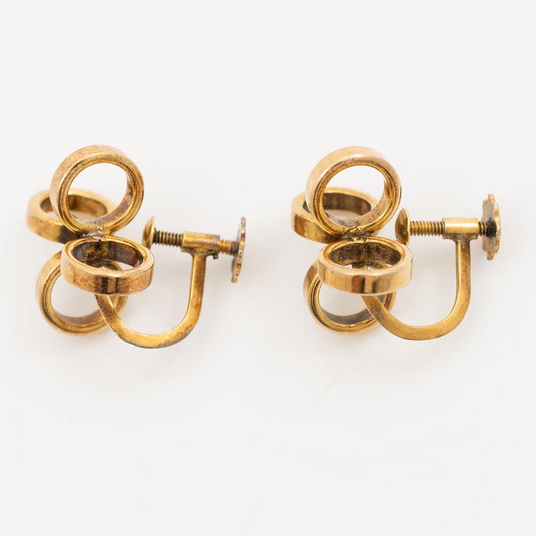 Cecilia Johansson, ringar, 2 st, samt ett par örhängen, silver och förgyllt silver.