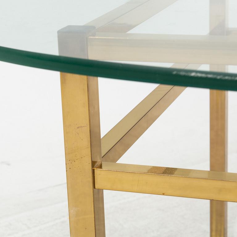 A glass and brass coffee table, Engelsson, Sweden, 21st century.