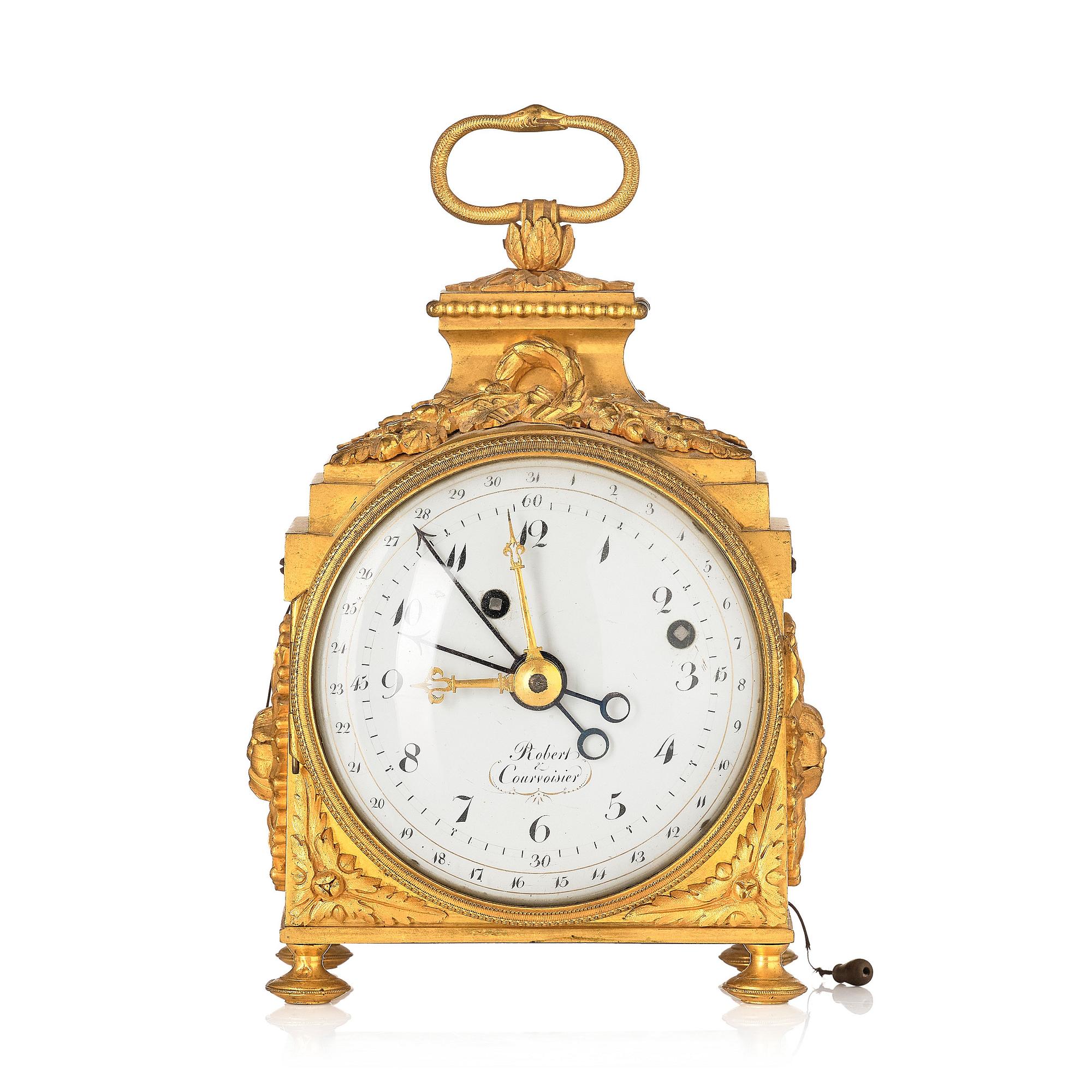 A Swiss ormolu 'pendule d'officer' with alarm by  Robert & Courvoisier (Chaux-de-Fonds, active 1781-1811).