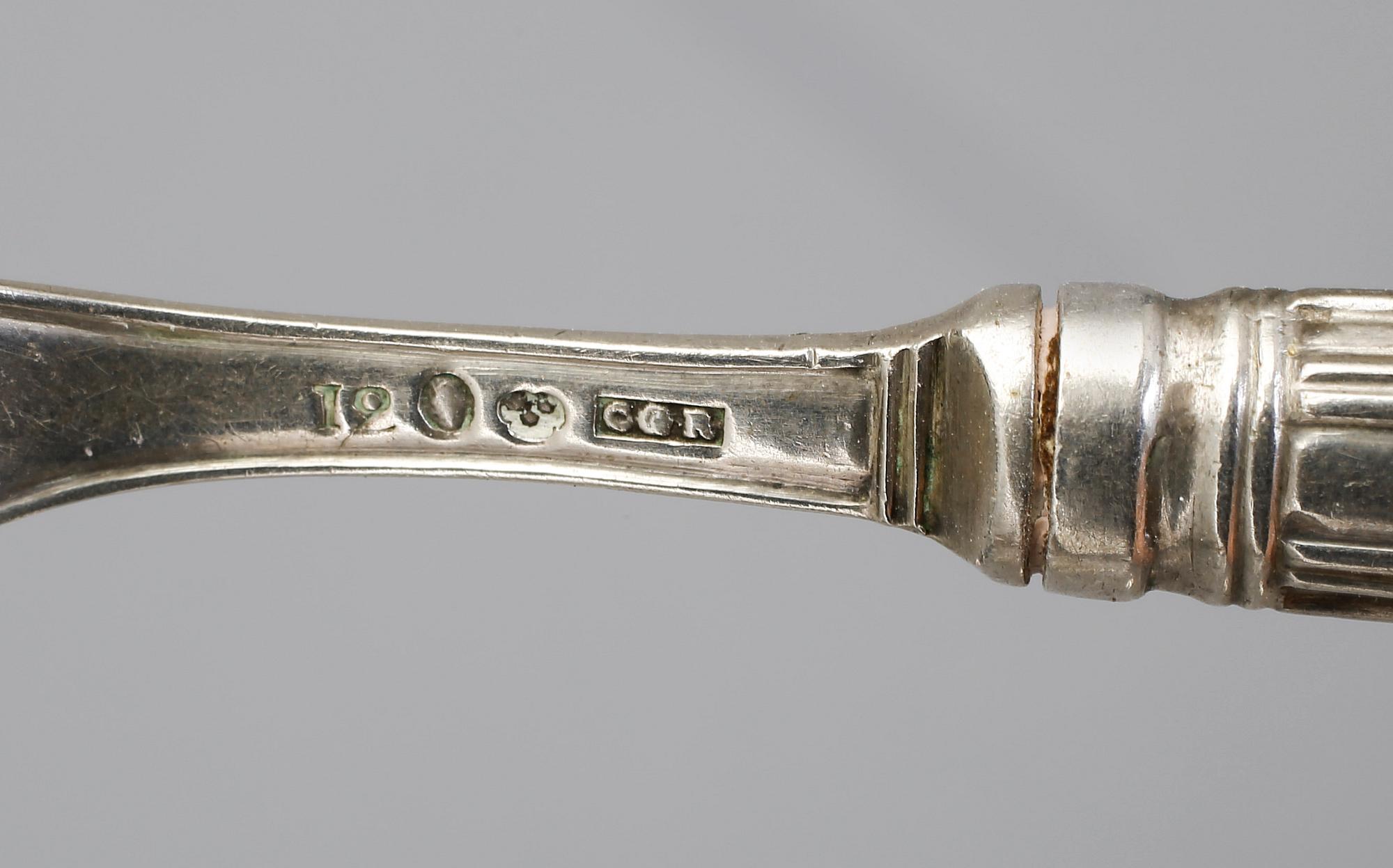 MATKNIVAR, 17, st, FÖRRÄTTSKNIVAR, 6 st samt  SMÖRGÅSGAFFLAR, 3, st, silver, Carl Gideon Renander, bl.a. 1787 och 1791.