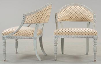 A pair of late Gustavian armchairs by E Ståhl, master 1794.