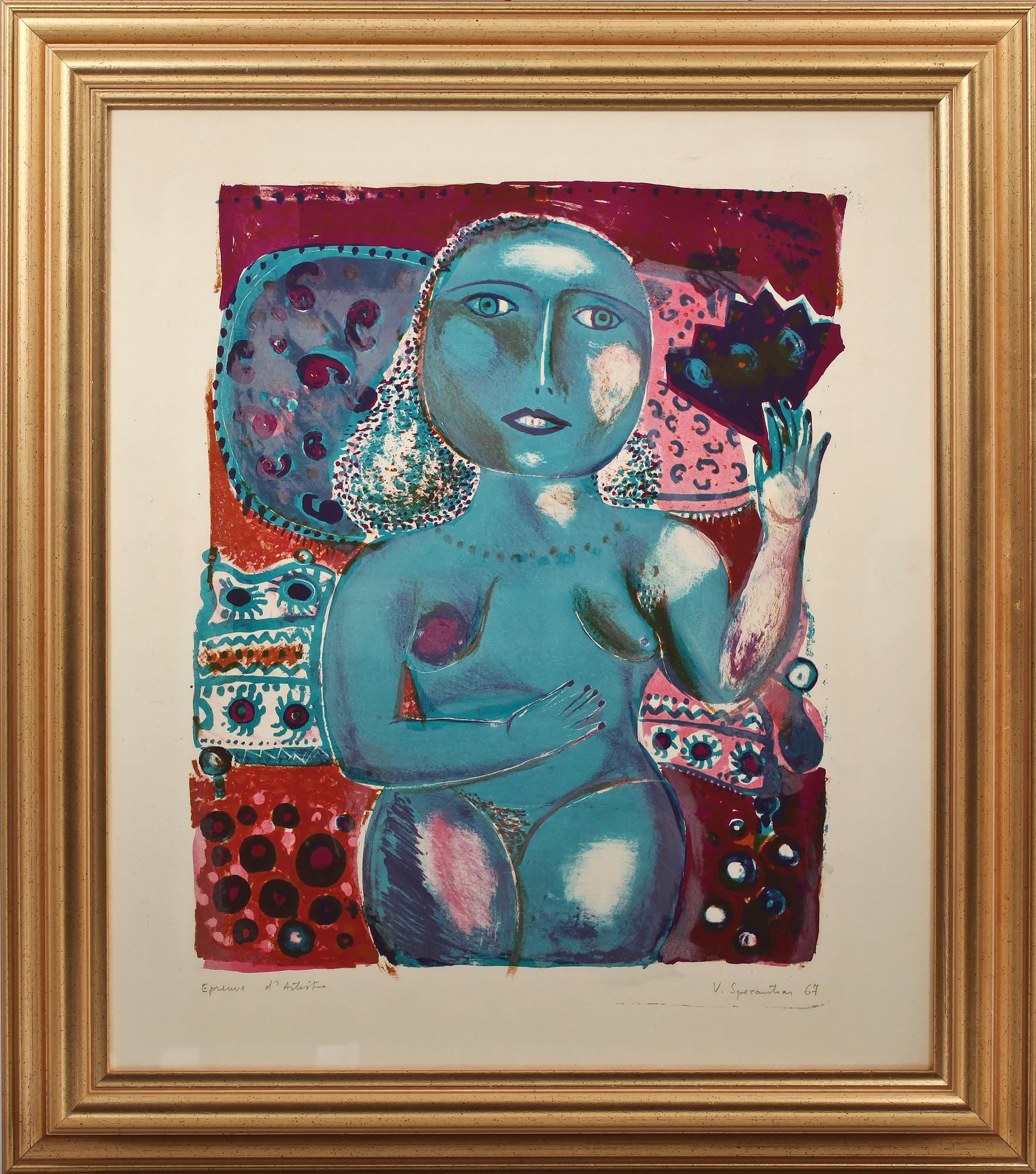 VASSILIS SPERANTZAS, färglitografi, sign, épreuve d'artiste, dat 67.