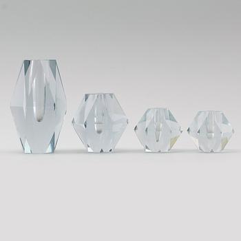 LJUSSTAKAR, 4 st, glas, Strömbergshyttan, 1900-talets mitt.