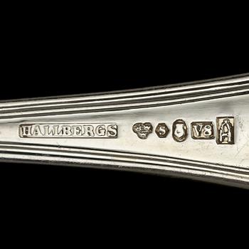 BESTICKSERVISDELAR, 84 st, silver, Hallbergs, Stockholm, omkring 1900-talets mitt. Vikt 4 185 g.