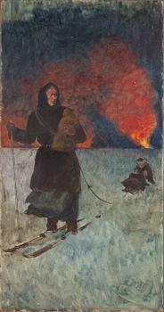 LOUIS SPARRE, 4 st målningar, olja på pannå.