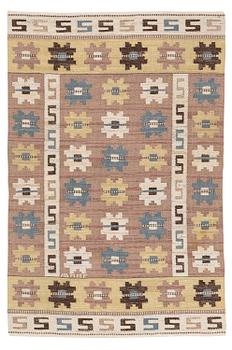 279. Märta Måås-Fjetterström, a carpet, 'Kryptans matta' ('Sipporna'), flat weave, c. 194 x 129 cm, signed AB MMF.