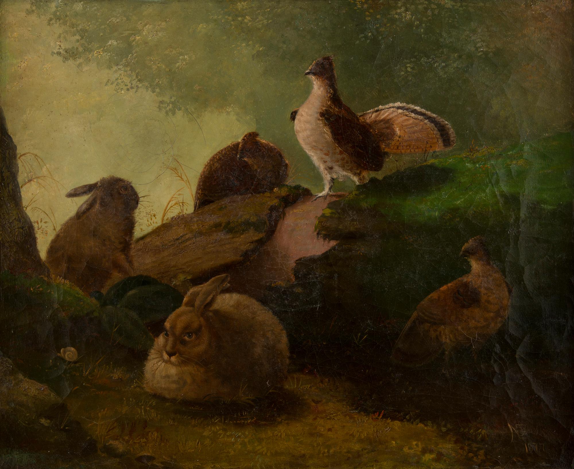 Okänd konstnär, Djur i skogen.