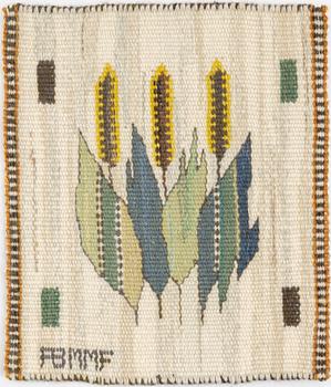 Märta Måås-Fjetterström, a textile, "Blomlapp (Axet)", tapestry weave, c 25 x 22 cm, signed AB MMF.