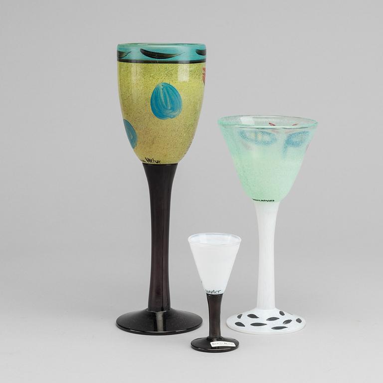 ULRICA HYDMAN-VALLIEN, vinglas 2 st samt snapsglas, Kosta Boda 1900-talets senare del (3).