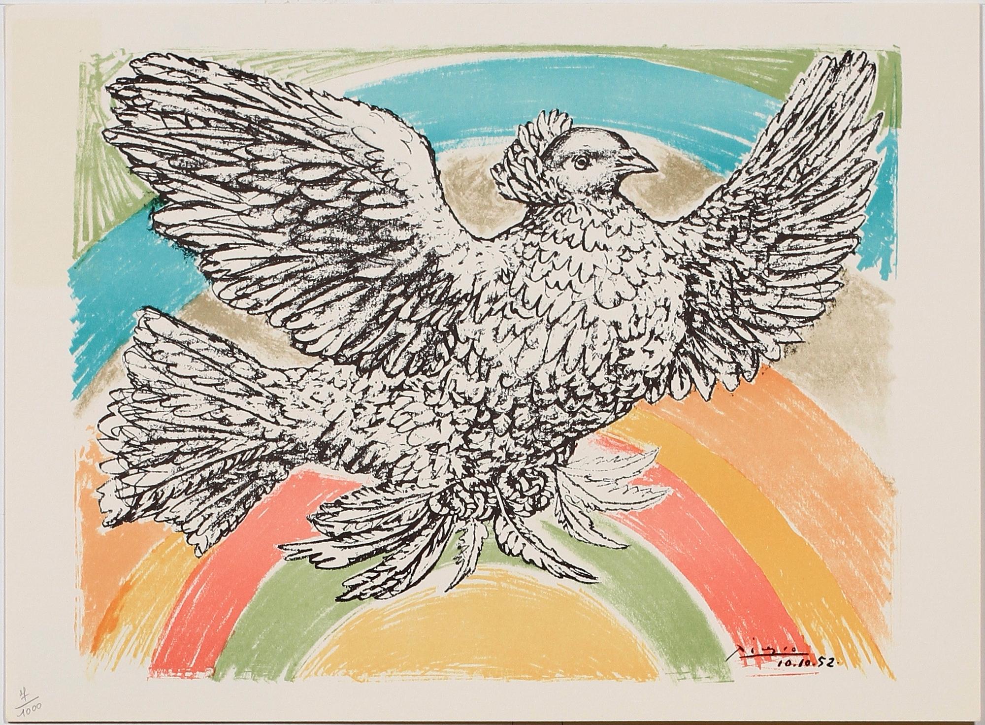 PABLO PICASSO, efter, litografier, 7 st, sign i trycket, numr 7/1000. Mappen dat 1974 och märkt 25 anniversaire du mouvement de la Paix.