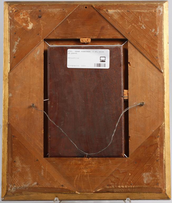 OKÄND KONSTNÄR, 2 st, olja på pannå.