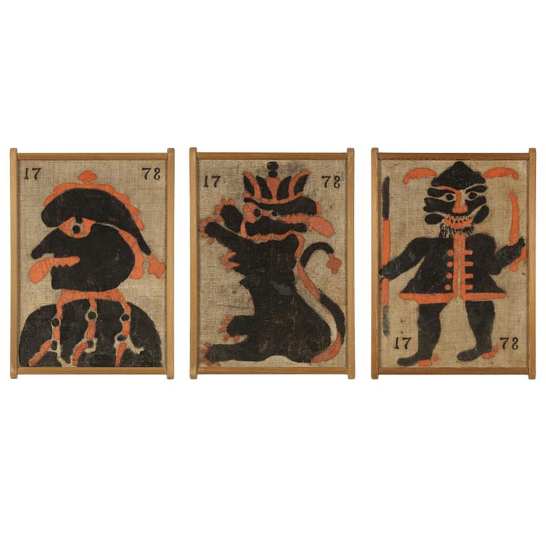 3 Flags for wolf hunting, inscribed 1778.