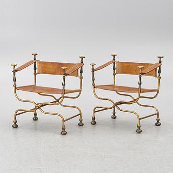 Armchairs, a pair, antiquarian style, Italy.