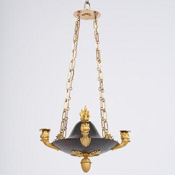 A Swedish Empire four-light hanging-lamp, first part of the 19th century.