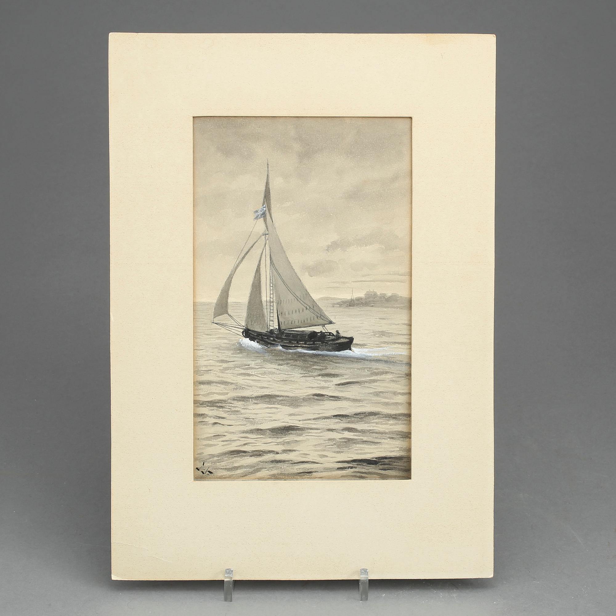 JENNY NYSTRÖM, akvarell med täckvitt, monogramsignerad.